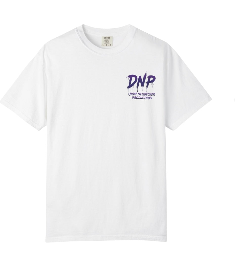 White T-shirt Purple logo