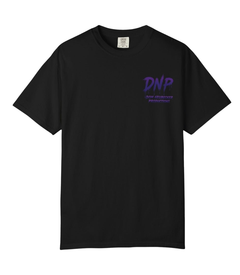 Black T-shirt with Purple logo