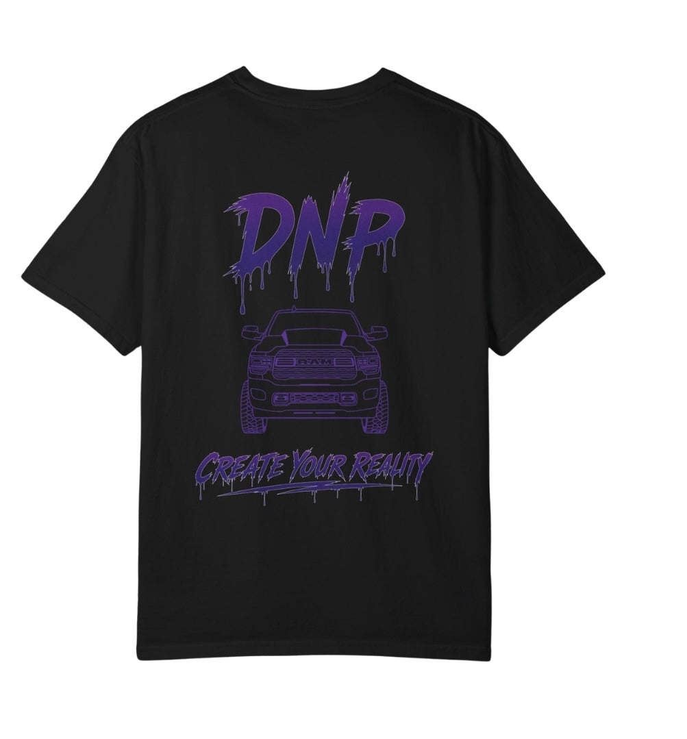 Black T-shirt with Purple logo